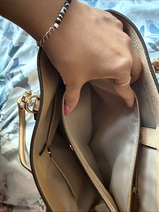 Coach Pebble Leather Tote in Tan Camel